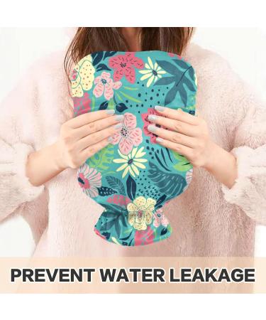 NAANLE 1L Transparent Hot Water Bottle with Palm Leaf Flower Cover - Ideal for Pain Relief & Heat Therapy - Buy Online on GoSupps.com