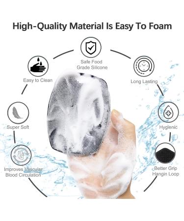 Men's Soft Silicone Body Scrubber | Exfoliating & Nourishing | Lather Boosting Bristles | No-Slip Handle | Easy to Clean | Black (1pc) - Buy Online on GoSupps.com