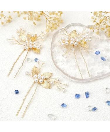 XZtimes Wedding Hair Clips Gold Leaf Bride Hair Pins Bridal - Pack of 3 - gold pin - Vintage - Buy Online on GoSupps.com