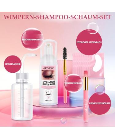P-Beauty XL Eyelash Shampoo Kit - Eyelash Extension Cleansing Foam with 50ml Shampoo Eyelash Brush Cleaning Brush Dishwashing Bottle and 10 Hydrogel Pads | Care Kit - Buy Online on GoSupps.com