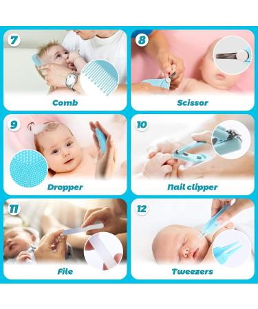 Baby Nail Kit Thermometer | Essential Newborn Baby Grooming & Healthcare Kit in Blue - Buy Online on GoSupps.com