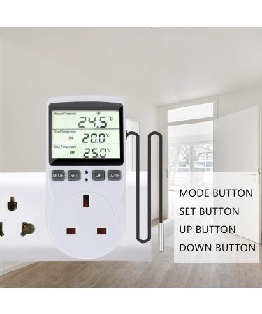 Furado Digital Temperature Controller LCD Screen Heating Cooling Temperature Switch Thermostat Outlet Socket with 1.7m Sensor 230V Digital Thermostat for Greenhouse Farm Terrarium Reptile - Buy Online on GoSupps.com