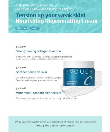 Enough Collagen 3X Moisture Cream Korean Skin Care Face Moisturizer for Women Deep Hydration & Firming Daily Skincare for Women 1.76 oz - Buy Online on GoSupps.com