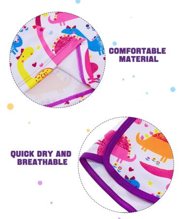 Girls Long Sleeve Swimsuit Set | Toddler Kids Two Piece Bathing Suit | UPF 50+ Protection | 4-10 Years | Purple Dinosaur Print - Buy Online on GoSupps.com