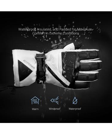 Extremus Outlook Peak Ski Gloves | Warm 3M Thinsulate Snow Gloves | Waterproof & Windproof | White - Medium - Buy Online on GoSupps.com