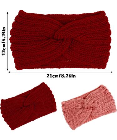 Women's Winter Knitted Headband Knitted Hair Band for Women Girls Ear Warmers Versatile Headband Winter Hair Accessories(Red + pink) - Buy Online on GoSupps.com