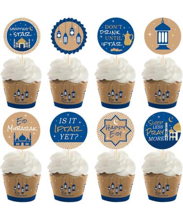 sorkwo 28 Pcs Eid Mubarak Cupcake Toppers Eid Mubarak Decorations for Cupcake Topper Eid Party Decoration Muslim Party Supplies (Eid Al Adha Cupcake Toppers) - Buy Online on GoSupps.com