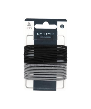 My Style hair ties thin black/grey 22 pieces