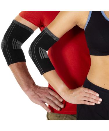 Cotton Compression Elbow Sleeves 2 Support Braces for Men and Women Tennis Golf Joints and Tendons Pain Relief Arthritis Tendonitis Bursitis Inflammation Injury Recovery. Extra Large (1 pair)