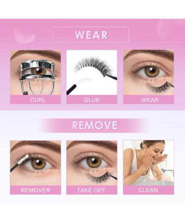 Poiuyoiu Clear Band Fluffy Lashes Kit with False Eyelashes Glue Bond and Remover Wispy Cat Eye Lashes 7 Pairs Fake Eyelashes Natural Look 3D Strip Lash Extensions Reusable Faux Mink Lashes M50-T - Buy Online on GoSupps.com