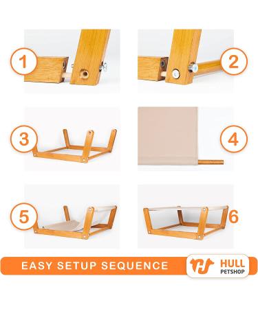 HullPetshop Cat Hammock & Dog Bed - Elevated Wood Pet Furniture for Small, Medium & Large Pets | Easy Assembly Indoor Hammock for Cats - Grey/Mink - Buy Online on GoSupps.com