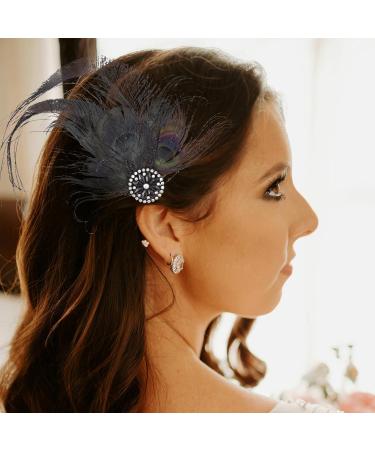 FERCAISH Women's Plumage Mesh Hair Clip 20s Hair Clip Vintage Costume Hair Accessories Fascinator Headwear for Women Birthday Wedding Party (Black) - Buy Online on GoSupps.com