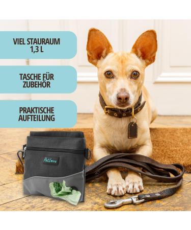 PetLove Treat Bag for Dogs - Magnetic Closure Food Bag with Poop Bag Dispenser & Versatile Bum Bag - Gray - Buy Online on GoSupps.com