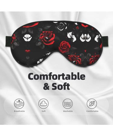SSIMOO Black White Red Roses Eye Mask | Breathable Sleep Patch for Women | Ideal for Travel & Relaxation - Buy Online on GoSupps.com
