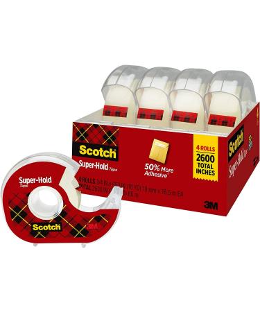 Scotch Super-Hold Tape  4 Rolls  Transparent Finish  50% More Adhesive  Trusted Favorite  3/4 x 650 Inches  Dispensered (4198) 4 Rolls Standard - Buy Online on GoSupps.com