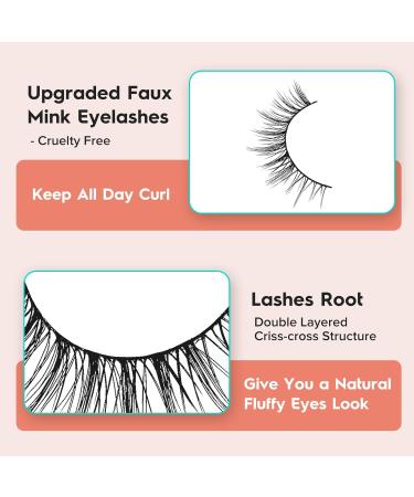 Natural Wispy Eyelashes - 12mm C Curl Fake Lashes | 7 Pairs 3D Volume Short Lashes | Siligli S50 Airy Cat - Buy Online on GoSupps.com