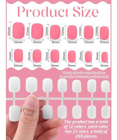 288 Pcs Kids Short Matte Press on Nails - TOROKOM Children False Nails - 12 Colors Acrylic Art Tip - Full Cover Fake Nails for Women Girls Kids (Matte) - Buy Online on GoSupps.com