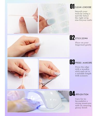 Kalolary 20PCS Gel Nail Polish Strips Nail Gel Art Sticker Full Nail Wraps Decals with Nail File and Stick for Women Girls Nail Art Decor (UV/LED Lamp Required) (C) - Buy Online on GoSupps.com