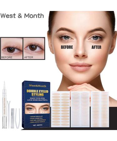 double eyelid sticker with waterproof invisible double eyelid pull strip sticker with fork rod and tweezers suitable for wearing hats sagging uneven and single eyelids - Buy Online on GoSupps.com