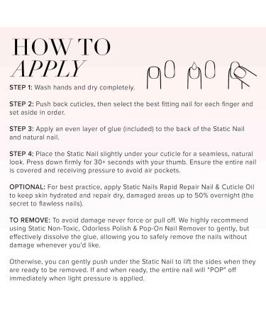 Static Nails Reusable Pop-On Manicure Set - Willow Round | Non-Damaging Glue-On Fake Acrylic Press On Nails with Static Nail Glue - Buy Online on GoSupps.com