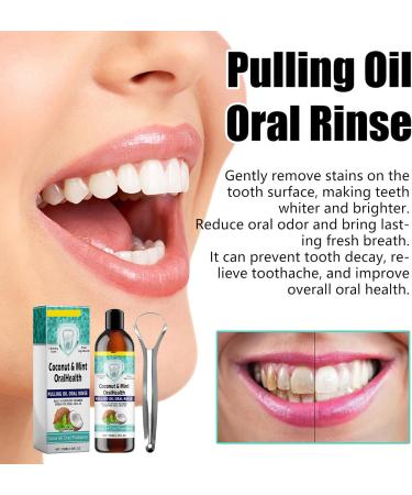 VKaoess Mouthwash with coconut oil Mouthwash with coconut oil for oral care Natural mouthwash against plaque and bad breath with tongue scraper for fresh breath 100 ml 3 bottles - Buy Online on GoSupps.com