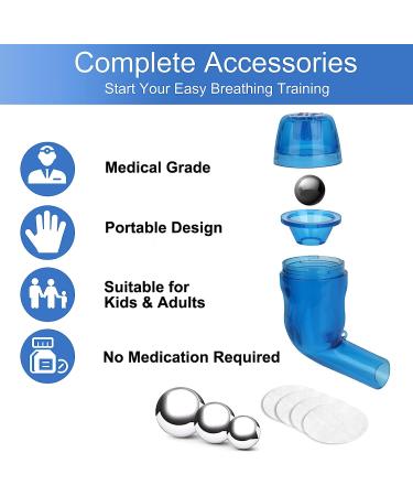 Portable Lung Cleansing Expiratory Breathing Exercise Device with Accessories - Blue - Buy Online on GoSupps.com