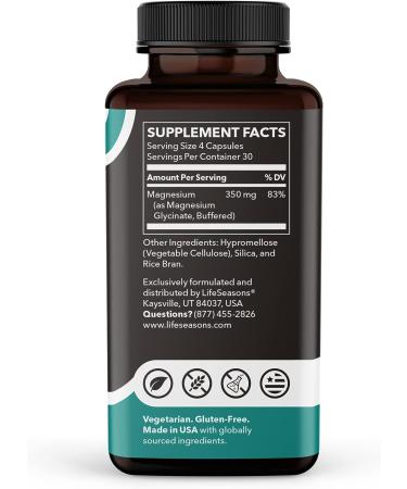 LifeSeasons Essentials Magnesium Glycinate 350mg for Sleep, Bone & Heart Health - 30 Day Supply - Buy Online on GoSupps.com