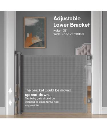 BabyBond Retractable Baby Gate | Extra Wide 71x33 Inch | Punch-Free Install for Kids/Pets | Indoor/Outdoor Dog Gate for Doorways/Stairs | Grey - Buy Online on GoSupps.com