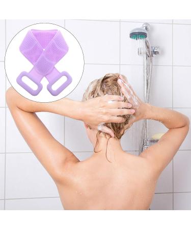 ARTIBETTER Silicone Exfoliating Back Scrubber with Long Handle - Bath Massage Towel for Deep Cleaning and Skin Exfoliation (Violet) - Buy Online on GoSupps.com