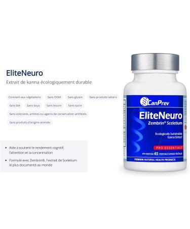 CanPrev - EliteNeuro Zembrin Sceletium 45 v-caps - Helps Support Cognitive Function in Adults - Helps Support Cognitive Performance Mental Focus and Concentration - Buy Online on GoSupps.com