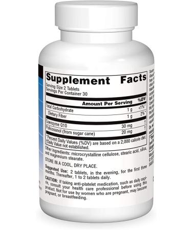 Source Naturals Policosanol & CoQ10 10mg - 60 Tablets | Heart Health Supplement - Buy Online on GoSupps.com