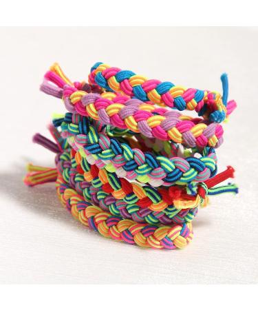 Braided Hair Scrunchies 50pcs Hair Ties Elastic Bands Hair Accessories - Mixed Colors - Buy Online on GoSupps.com