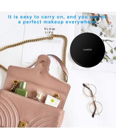 Deweisn Compact Rechargeable Lighted Makeup Mirror - 1X/10X Magnifying, Foldable, Double-Sided - Ideal for Travel, Purse, Handbags - Black - Buy Online on GoSupps.com