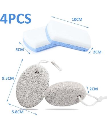 4Pcs Pumice Stone for Feet Includes 2Pcs Natural Pumice Stone 2Pcs Double Sided Pedicure Glass Stone for Feet and Hands Exfoliation to Remove Dead Skin - Buy Online on GoSupps.com