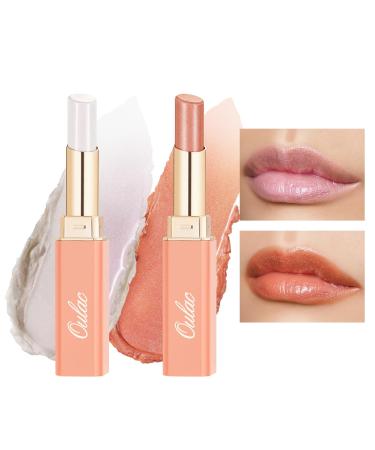 oulac Oulac 2-in-1 Lipstick and Lip Balm Juicy and Glossy Lip Care Soft and Hydrated Lips Glossy Finish for Dry Chapped and Cracked Lips Vegan