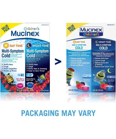 Mucinex Children's Day & Night Cold Relief Bundle - Very Berry Flavor (2 x 4 FL OZ) - Buy Online on GoSupps.com