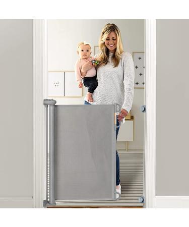 Momcozy Retractable Baby Gate, 33" Tall, Extends up to 55" Wide, Child Safety Baby Gates for Stairs, Doorways, Hallways, Indoor, Outdoor 33" Tall x 55" Wide Grey
