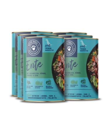 Wet dog food 4.8 kg - pack of 6 | Duck with pumpkin broccoli chia and fennel Duck 800 g (pack of 6)