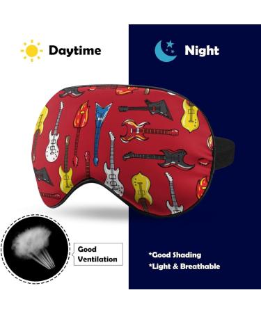 I Love Guitars Sleep Mask - Adjustable Strap Eye Cover for Sleeping Men and Women - Blocks Light for Night, Travel, Nap - Buy Online on GoSupps.com