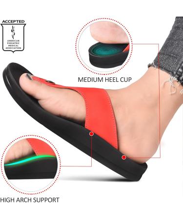 AEROTHOTIC Women's Trench Arch Support Sandals - Red (Size 9) | Adjustable Strap - Buy Online on GoSupps.com