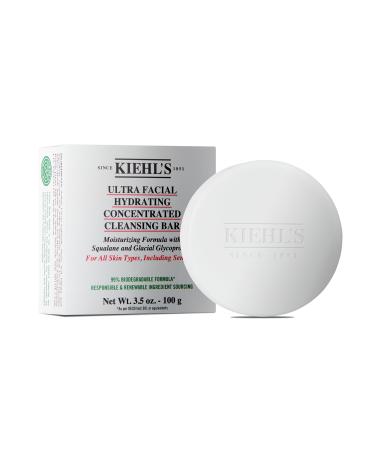 Kiehl's Ultra Facial Concentrated Cleansing Bar Hydrating Face Cleanser with Squalane Protects Moisture Barrier & Natural pH Levels Travel-friendly All Skin Types Biodegradable Skincare - 3.5 oz