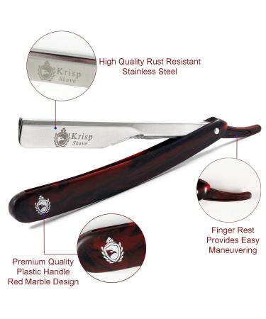 Krisp Beauty Classic Straight Edge Barber Razor - Professional Shavette for Close Shaving | Salon Quality Men's Beard Grooming with 10 Blades - Buy Online on GoSupps.com