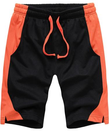 Ronony Men's Quick-Dry Breathable Sports Shorts - Lightweight Running & Gym Pants with Pockets - Perfect for Fitness & Training - Orange - Buy Online on GoSupps.com