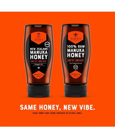 Nate's Raw Manuka Honey New Zealand MGO 512+ | Certifi UMF 15+ | Bouteille souple de 374 2 g MGO 512+ | Certifi UMF 15+ 13.2 ml (Lot de 1) - Buy Online on GoSupps.com