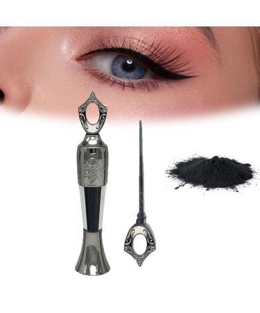Powder Eyeliner Eye Liner Handmade 100% Natural Eyeliner Powder Long-Lasting Eyeliner Arabic Eyeliner Powder for Natural Makeup Long-Wearing Smudge-Proof (Black)