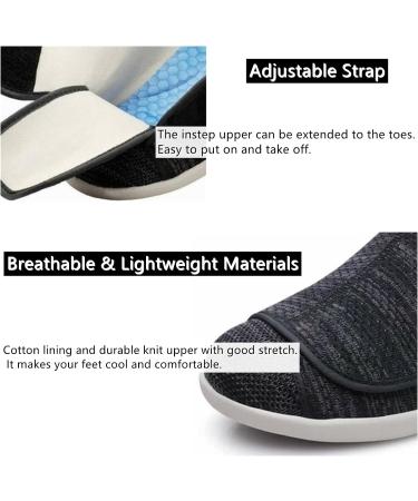 ZGDG Men Diabetic Shoes 11.5 Wide Black Gray - Adjustable Closed Toe Air Cushion Walking Sneakers for Swollen Feet, Bunions, Arthritis - Ideal for Diabetic, Edema, Plantar Fasciitis, Hammertoe - Buy Online on GoSupps.com