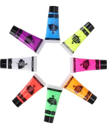 RIZGHWOY UV Reactive Body Paint Set 8 Fluorescent Colors 10 Ml Each NonToxic Water Based Formula for Nightclubs Parties Festivals - Buy Online on GoSupps.com