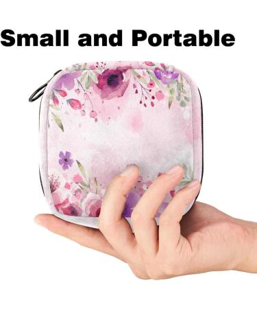 Stylish Menstruation Pad Bag with Zipper - Women's Napkin & Tampon Bag - Pink Flower Design - Perfect for Girls - Buy Online on GoSupps.com