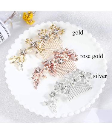 IYOU Bridal Wedding Hair Comb Silver Flower Crystal Hair Pieces Rhinestone Bridal Headpieces Pearl Bride Hair Accessories for Women and Girls - Buy Online on GoSupps.com