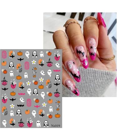 JMEOWIO 3D Embossed Halloween Nail Art Stickers Decals Self-Adhesive 5D White Ghost Pumpkin Nail Supplies Nail Art Design Decoration Accessories 4 Sheets - Buy Online on GoSupps.com